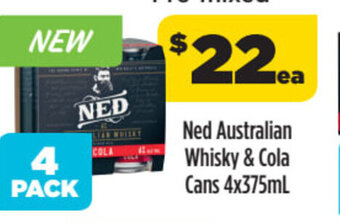 Liquorland Ned Australian Whisky & Cola Cans 4x375ml offer