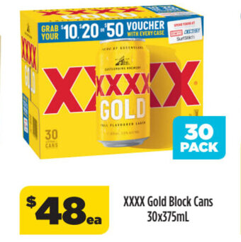 Liquorland XXXX Gold Block Cans 30x375ml offer