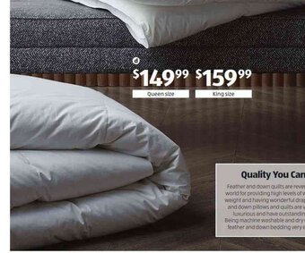 ALDI Luxury 50/50 Duck Down And Feather Quilt- Queen Size offer