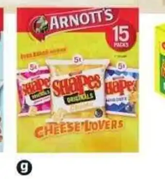 ALDI Arnott's Shapes 15Pk/375G offer