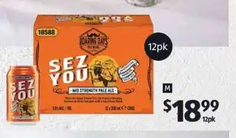 ALDI Roaring Days Brewing "Sez You" Mid Strength Pale Ale 12 x 330ml offer
