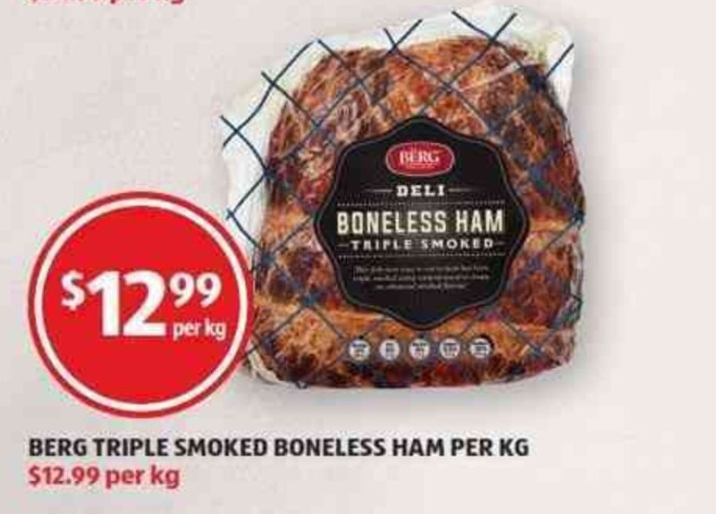 Berg Triple Smoked Boneless Ham offer at ALDI