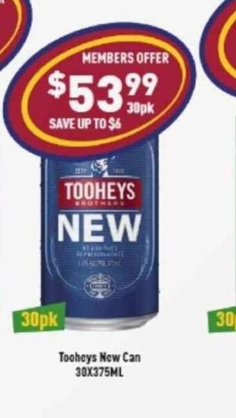 Liquor Legends Tooheys New Can 30x375ml offer