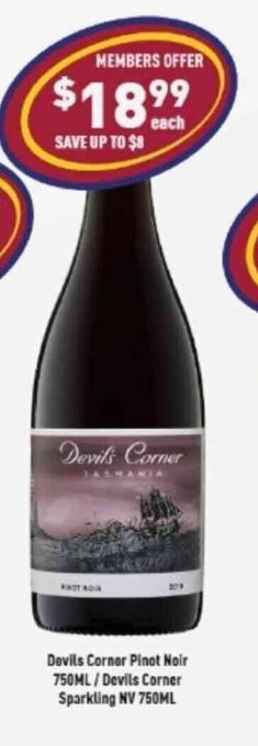 Liquor Legends Devils Corner Pinot Noir 750ml/ Devils Corner Sparkling NV 750ml offer