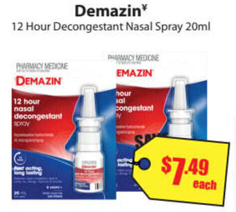 Chemist Discount Centre Demazin 12 Hour Decongestant Nasal Spray 20ml offer