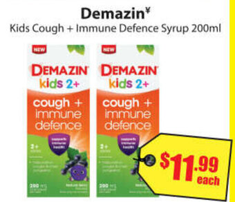 Chemist Discount Centre Demazin Kids Cough + Immune Defence Syrup 200ml offer