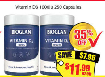 Chemist Discount Centre Bioglan Vitamin D3 1000IU 250 Capsules offer