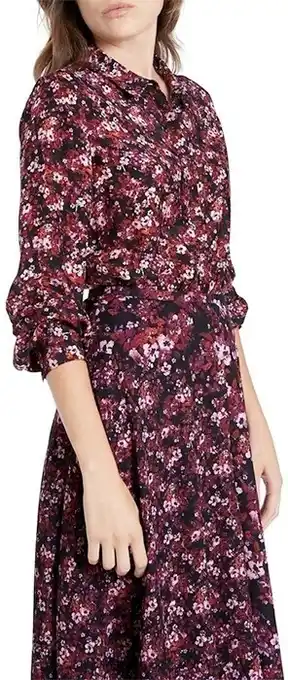 David Lawrence Jasmine Silk Blend Shirt in Blackberry