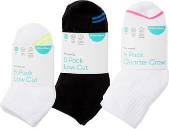 BIG W Brilliant Basics Kids 5-Pack Sports Socks offer