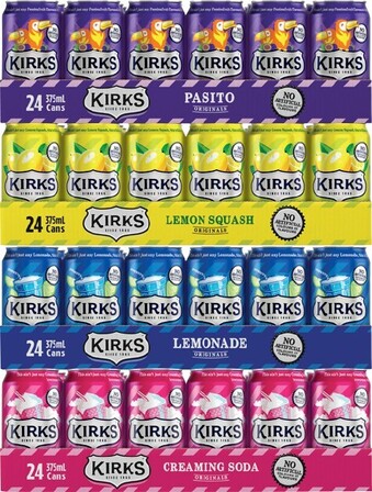 BIG W Kirks 24-Pack Can Varieties 375mL offer