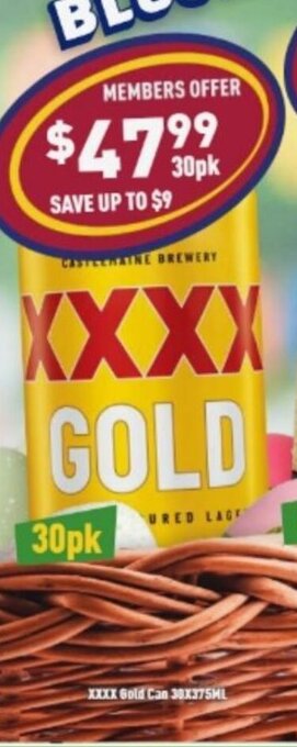 Liquor Legends XXXX Gold Can 30x375ml offer