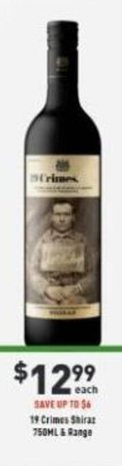 19 Crimes Shiraz 750ml & Range
