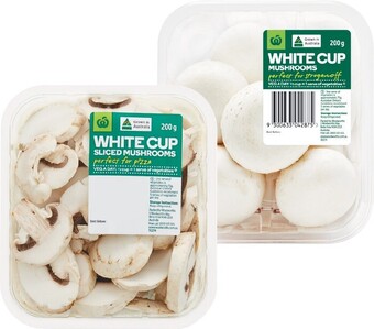 Woolworths Australian Cup or Sliced Mushrooms 200g Pack offer
