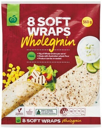 Woolworths Woolworths Wholegrain Wraps 360g Pk 8 offer