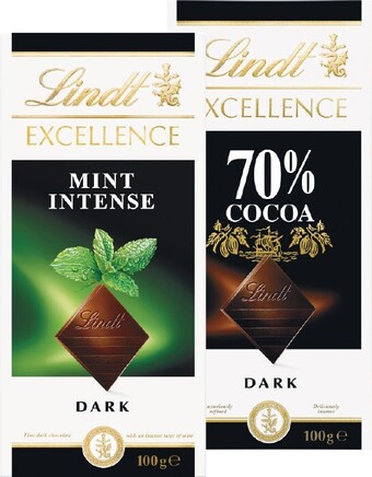 Woolworths Lindt Excellence or Lindor Blocks 80-100g offer