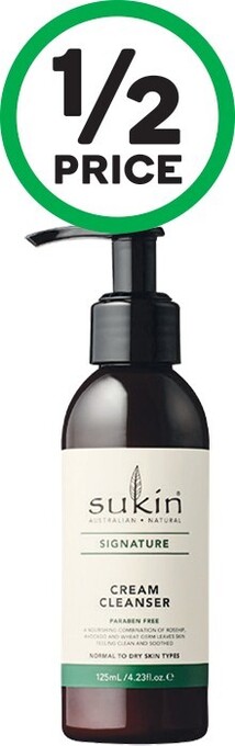 Woolworths Sukin Signature Cream Cleanser Pump 125ml or Revitalising Facial Scrub 125ml offer