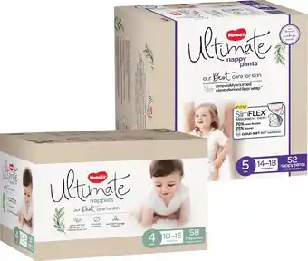 Woolworths Huggies Ultimate Nappies Pk 52-72 or Huggies Ultimate Nappy Pants Pk 46-56 offer
