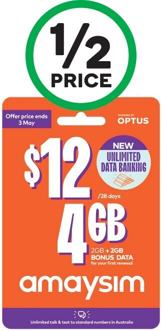 Woolworths amaysim $12 Starter Pack# offer