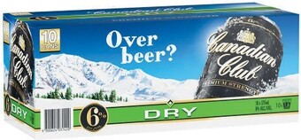 Coles Canadian Club Premium & Dry Cans 10x375mL offer