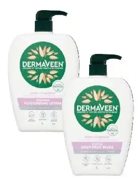 Coles Dermaveen Extra Gentle Soap Free Wash or Moisturising Lotion 1 Litre offer