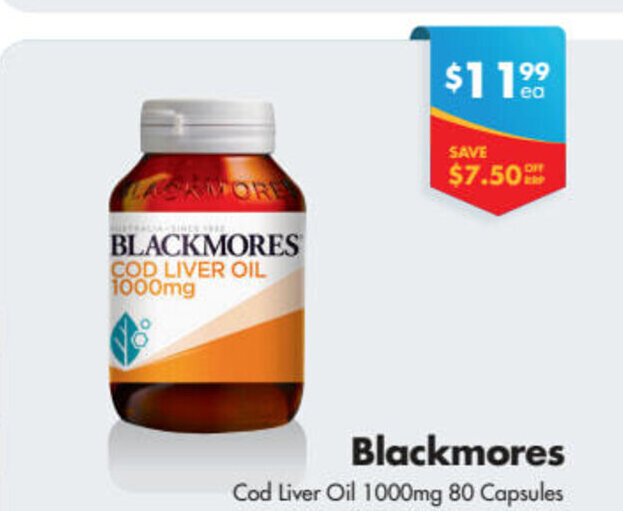 Blackmores Cod Liver Oil 1000mg 80 Capsules offer at Chempro