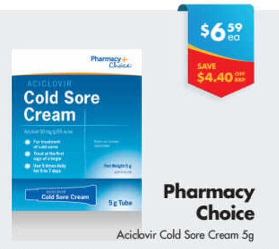 Pharmacy Choice Aciclovir Cold Sore Cream 5g offer at Chempro