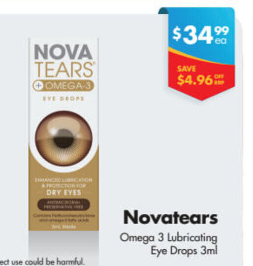 Novatears Omega 3 Lubricating Eye Drops 3ml offer at Chempro