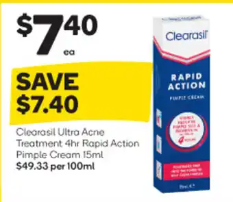 Woolworths Clearasil Ultra Acne Treatment 4hr Rapid Action Pimple Cream 15ml offer