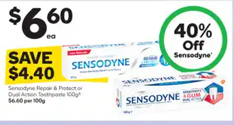 Woolworths Sensodyne Repair & Protect or Dual Action Toothpaste 100g offer