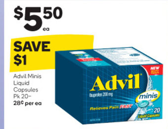 Woolworths Advil Minis Liquid Capsules Pk 20- offer