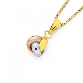 Prouds 9ct Gold Tri Tone Love Knot Pendant offer