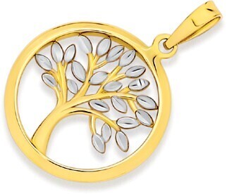 Prouds 9ct Gold Two Tone Tree of Life Circle Pendant offer