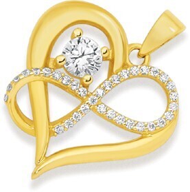 Prouds 9ct Gold Cubic Zirconia Infinity in Heart Pendant offer