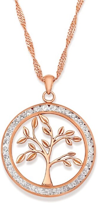Prouds 9ct Rose Gold Cubic Zirconia Tree of Life Pendant offer