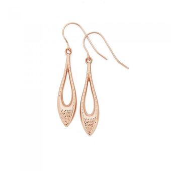 Prouds 9ct Rose Gold Diamond-cut Marquise Drop Earrings offer