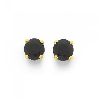 Prouds 9ct Gold 5mm Black Sapphire Stud Earrings offer