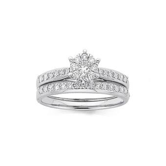 Prouds 9ct White Gold Diamond Cluster Bridal Set offer