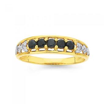 Prouds 9ct Gold Natural Sapphire and Diamond Ring offer