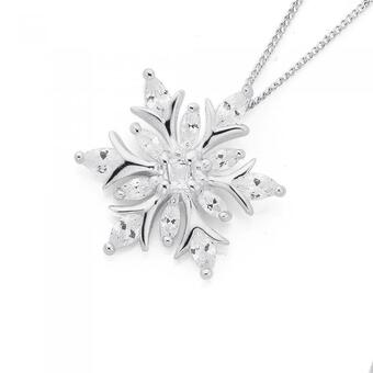 Sterling Silver Cubic Zirconia Snowflake Pendant