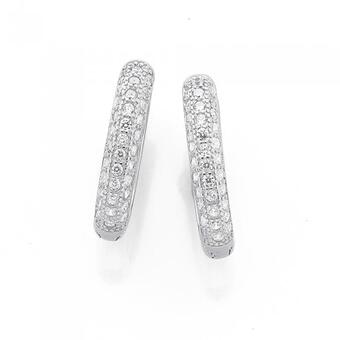 Prouds Sterling Silver Pave Cubic Zirconia Rounded Huggies offer
