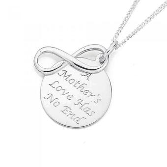 Prouds Sterling Silver Mother's Love Round Disc Infinity Charm Pendant offer