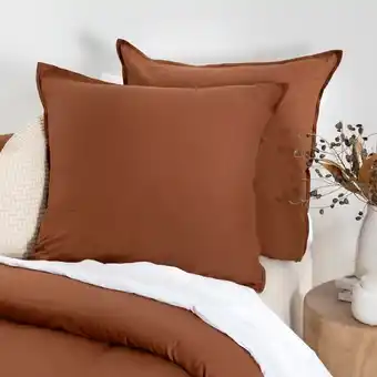 Pillow Talk Washed Linen Look Chocolate European Pillowcase by Essentials offer