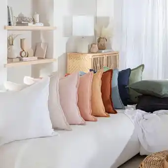 Pillow Talk Sahara Linen Plain Feather Cushion by M.U.S.E. offer