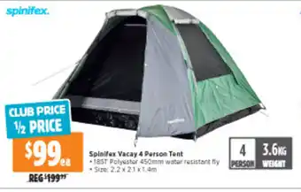 Anaconda Spiniflex Vacay 4 Person Tent offer