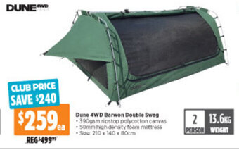 Anaconda Dune 4WD Barwon Double Swag offer