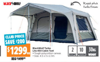 Anaconda BlackWolf Turbo Lite 450 Cabin Tent offer