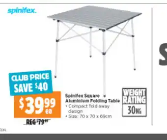 Anaconda Spiniflex Square Aluminum Folding Table offer