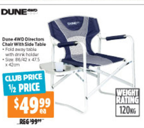 Dune 4WD Directors Chair With Side Table offer at Anaconda