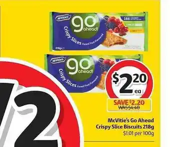 Coles McVitie's Go Ahed Crispy Slice Biscuits 218g offer