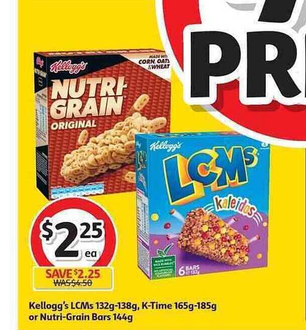 Kelloggs Lcms, K Time Or Nutri Grain Bars offer at Coles